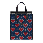 Heart Knitted Pattern Print Insulated Lunch Tote