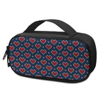 Heart Knitted Pattern Print Insulin Cooler Travel Case