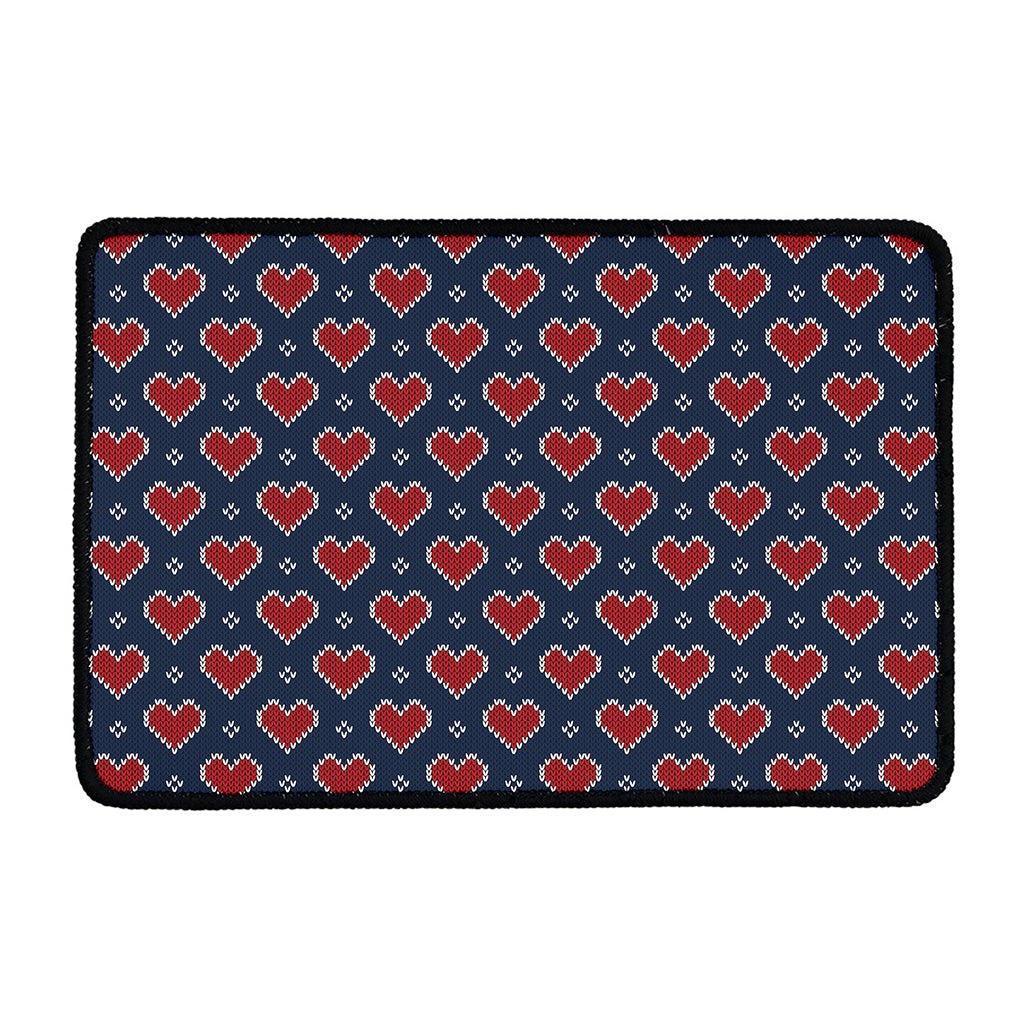 Heart Knitted Pattern Print Kitchen Mat