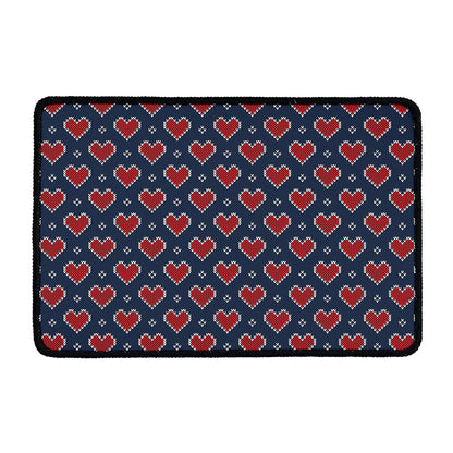 Heart Knitted Pattern Print Kitchen Mat