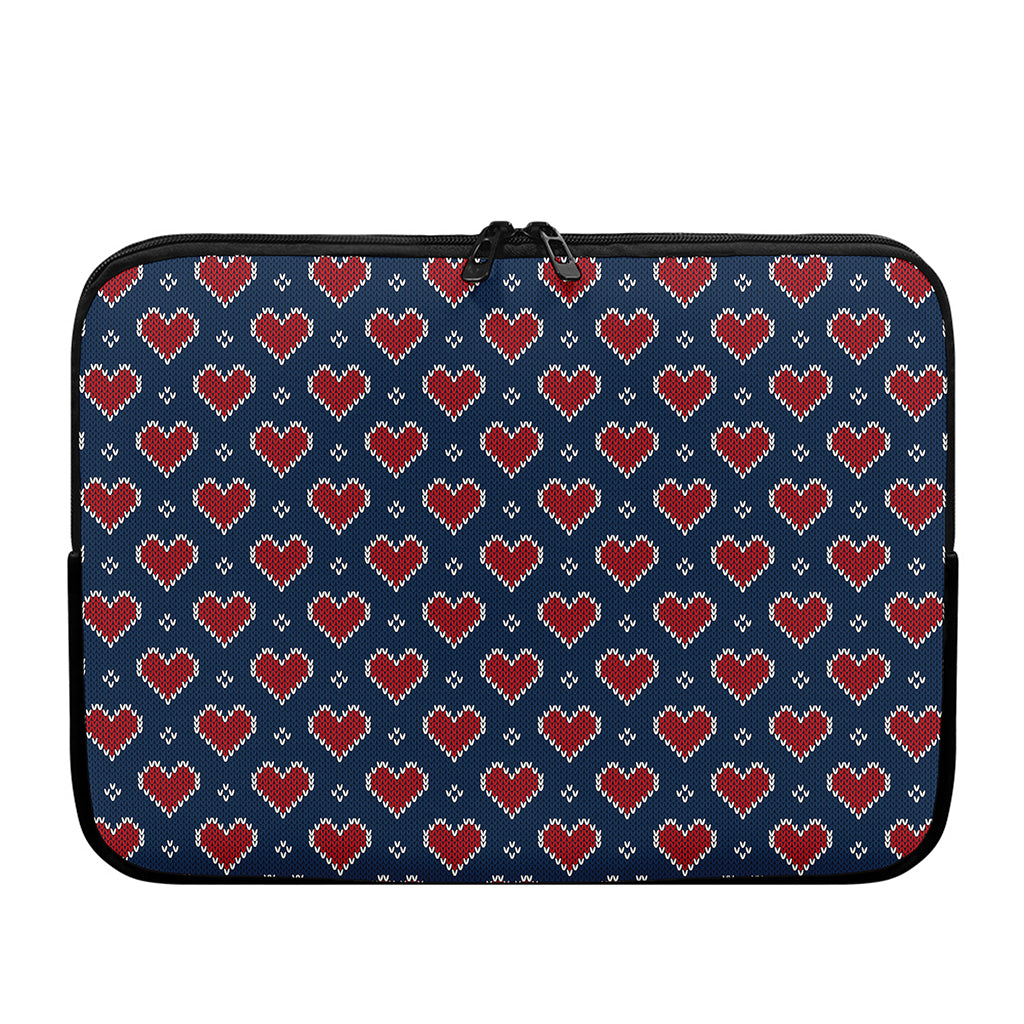 Heart Knitted Pattern Print Laptop Sleeve
