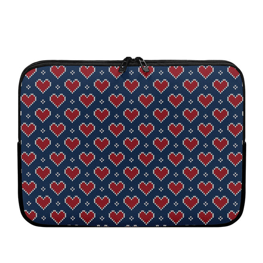 Heart Knitted Pattern Print Laptop Sleeve