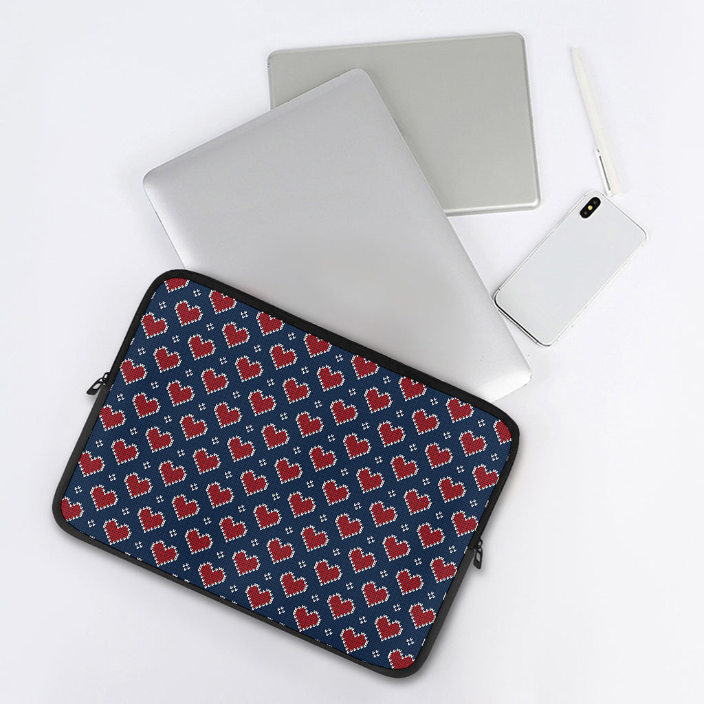 Heart Knitted Pattern Print Laptop Sleeve