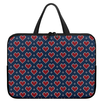 Heart Knitted Pattern Print Laptop Sleeve With Handle