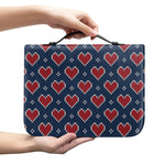 Heart Knitted Pattern Print Leather Bible Cover
