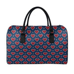 Heart Knitted Pattern Print Leather Duffle Bag