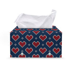 Heart Knitted Pattern Print Leather Tissue Box Cover