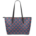 Heart Knitted Pattern Print Leather Tote Bag With Zipper