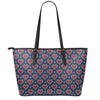 Heart Knitted Pattern Print Leather Tote Bag