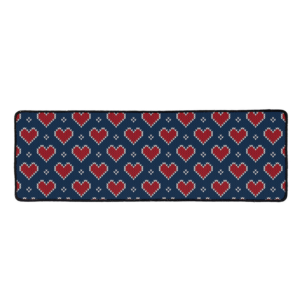 Heart Knitted Pattern Print Long Kitchen Mat