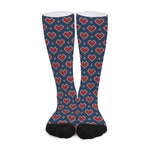 Heart Knitted Pattern Print Long Socks