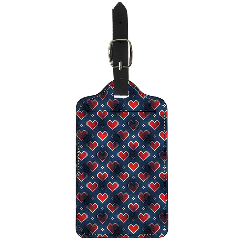 Heart Knitted Pattern Print Luggage Tag