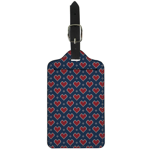 Heart Knitted Pattern Print Luggage Tag