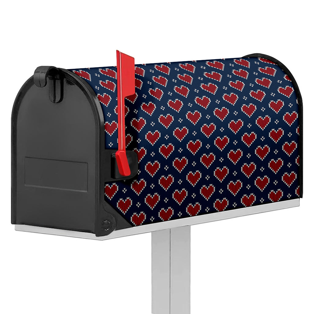 Heart Knitted Pattern Print Mailbox Cover