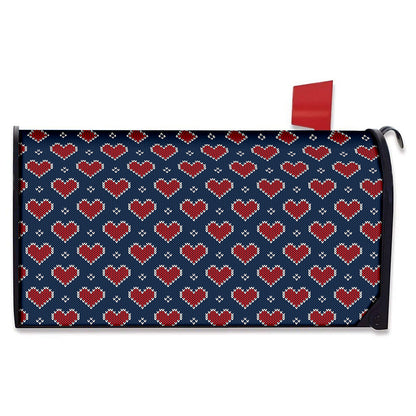 Heart Knitted Pattern Print Mailbox Cover