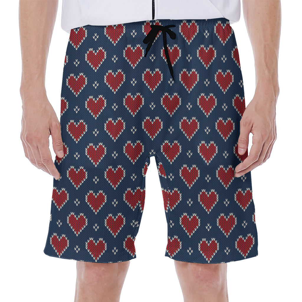 Heart Knitted Pattern Print Men's Beach Shorts