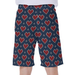 Heart Knitted Pattern Print Men's Beach Shorts