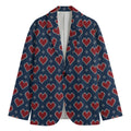 Heart Knitted Pattern Print Men's Blazer