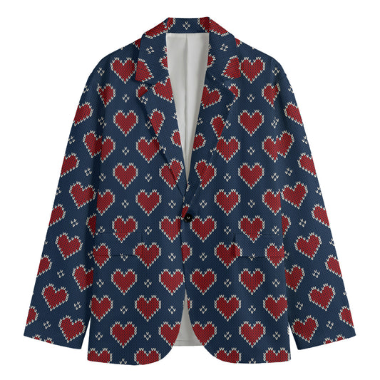 Heart Knitted Pattern Print Men's Blazer