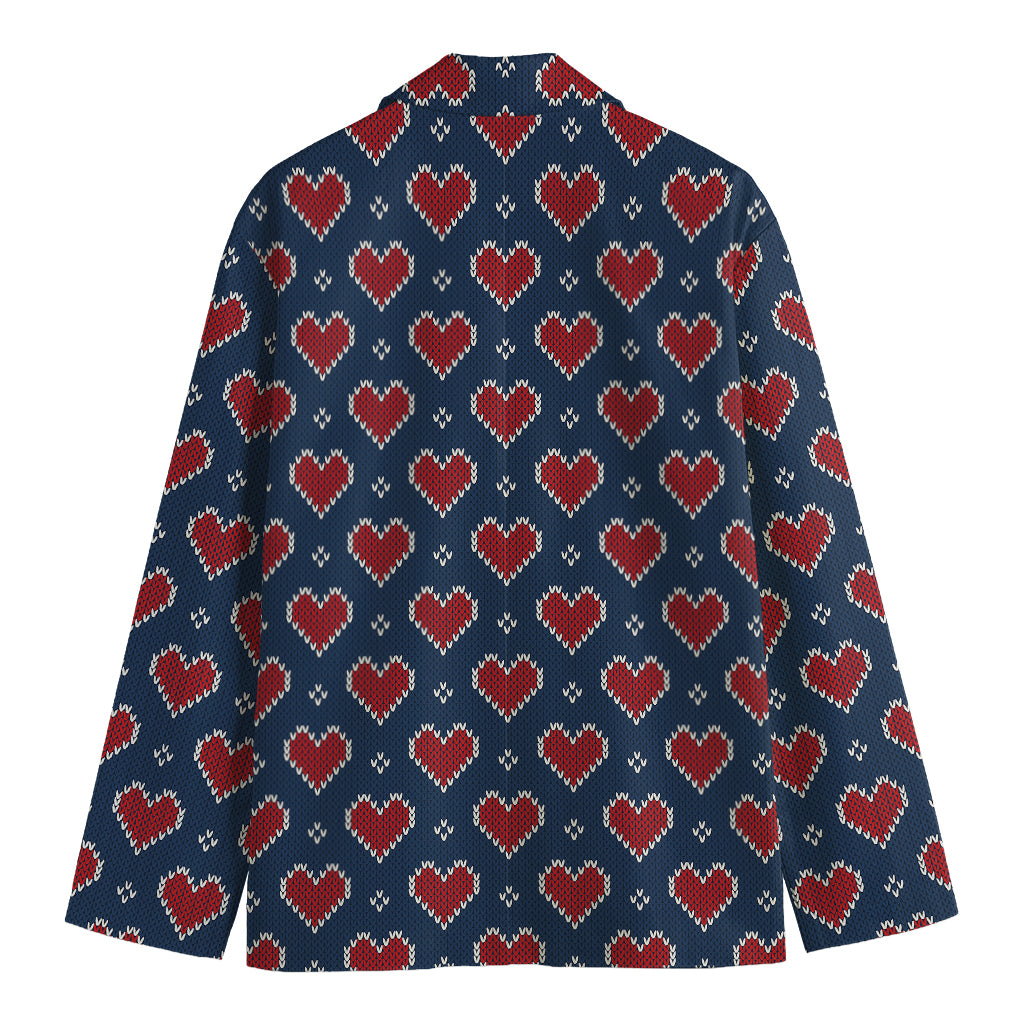 Heart Knitted Pattern Print Men's Blazer