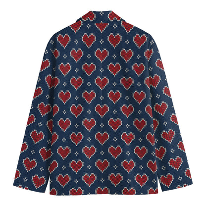 Heart Knitted Pattern Print Men's Blazer