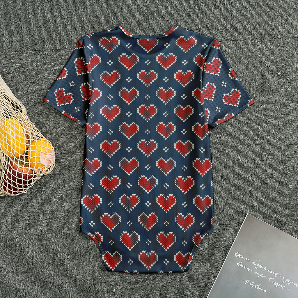 Heart Knitted Pattern Print Men's Bodysuit