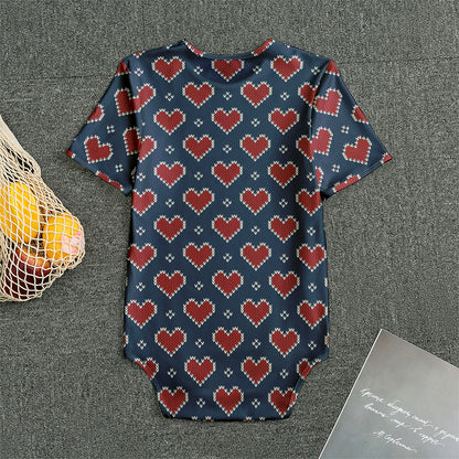 Heart Knitted Pattern Print Men's Bodysuit