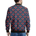 Heart Knitted Pattern Print Men's Bomber Jacket