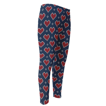Heart Knitted Pattern Print Men's Compression Pants