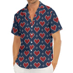 Heart Knitted Pattern Print Men's Deep V-Neck Shirt