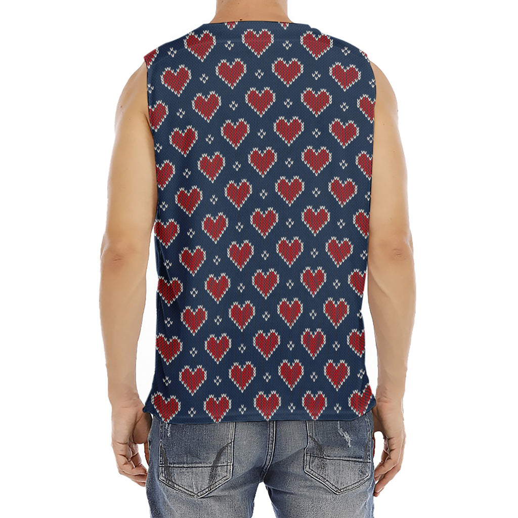 Heart Knitted Pattern Print Men's Fitness Tank Top