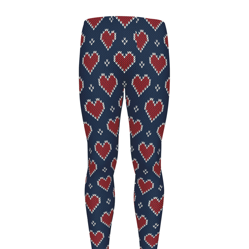 Heart Knitted Pattern Print Men's leggings