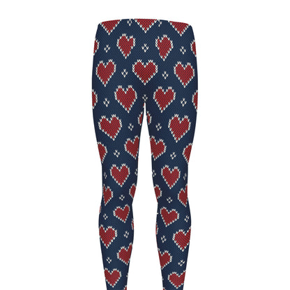 Heart Knitted Pattern Print Men's leggings