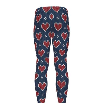 Heart Knitted Pattern Print Men's leggings