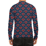 Heart Knitted Pattern Print Men's Long Sleeve Rash Guard
