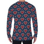 Heart Knitted Pattern Print Men's Long Sleeve T-Shirt