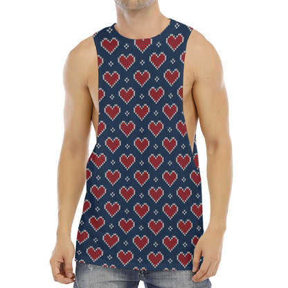 Heart Knitted Pattern Print Men's Muscle Tank Top