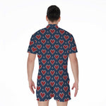 Heart Knitted Pattern Print Men's Rompers