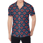 Heart Knitted Pattern Print Men's Shirt