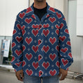 Heart Knitted Pattern Print Men's Shirt Jacket
