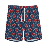 Heart Knitted Pattern Print Men's Sports Shorts