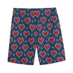 Heart Knitted Pattern Print Men's Sports Shorts