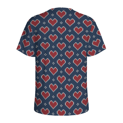 Heart Knitted Pattern Print Men's Sports T-Shirt