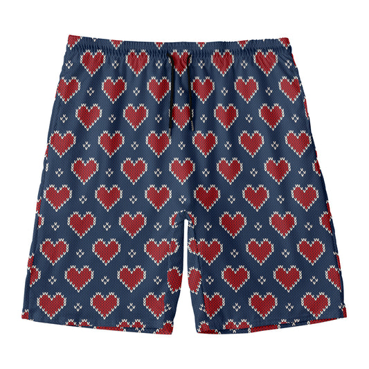 Heart Knitted Pattern Print Men's Swim Trunks