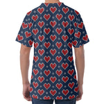 Heart Knitted Pattern Print Men's Velvet T-Shirt