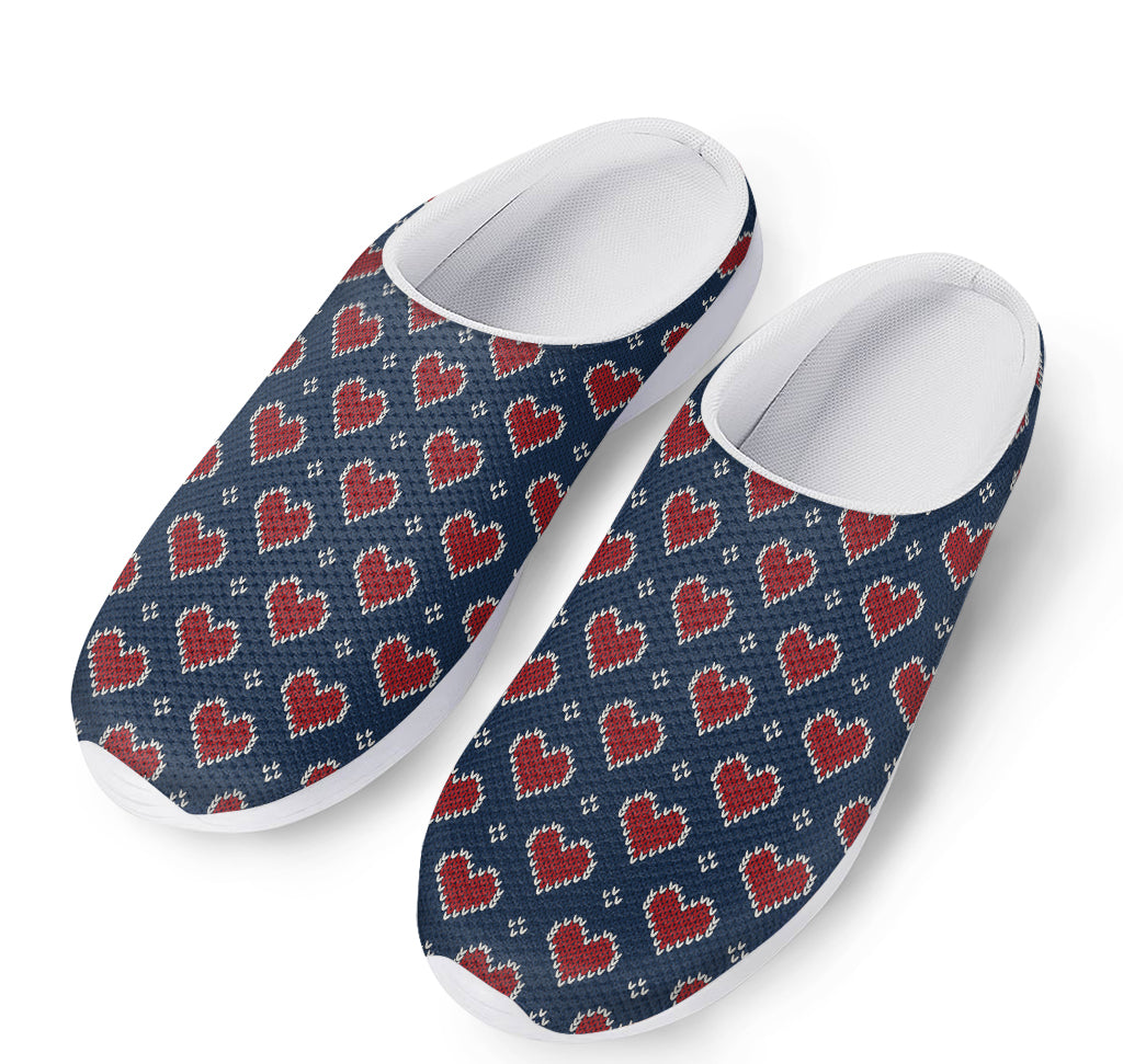 Heart Knitted Pattern Print Mesh Casual Shoes