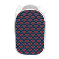 Heart Knitted Pattern Print Mesh Laundry Hamper