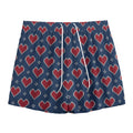 Heart Knitted Pattern Print Mesh Shorts