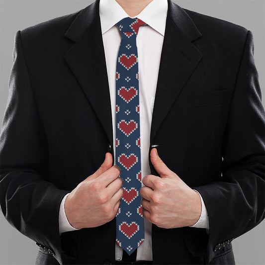 Heart Knitted Pattern Print Necktie