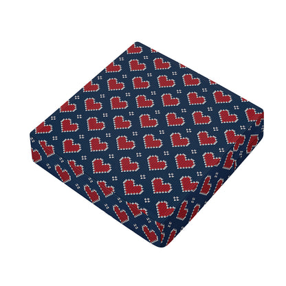 Heart Knitted Pattern Print Outdoor Seat Cushion Cover